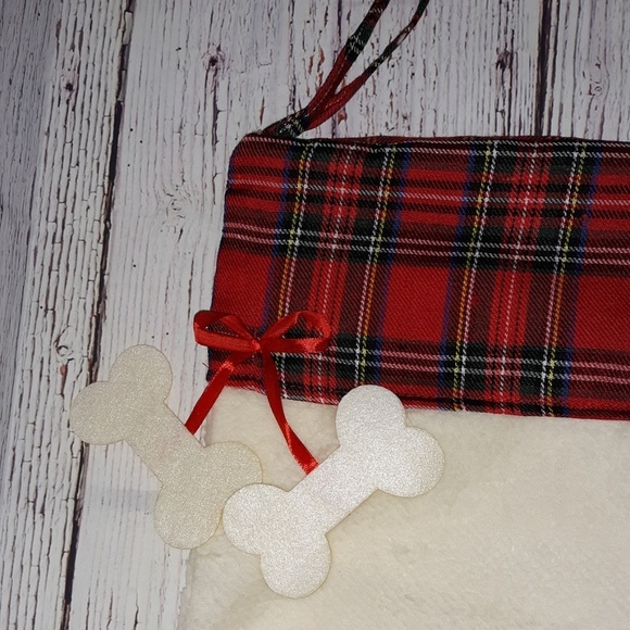 Embroidered plaid Dog Paw Stocking - Picture 2 of 5